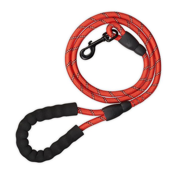 Comparer les prix de Relaxdays Laisse pour petits & gros chiens pesant jusqu’à 50 kg, réfléchissante, boucle rembourrée, nylon, 150 cm, rouge