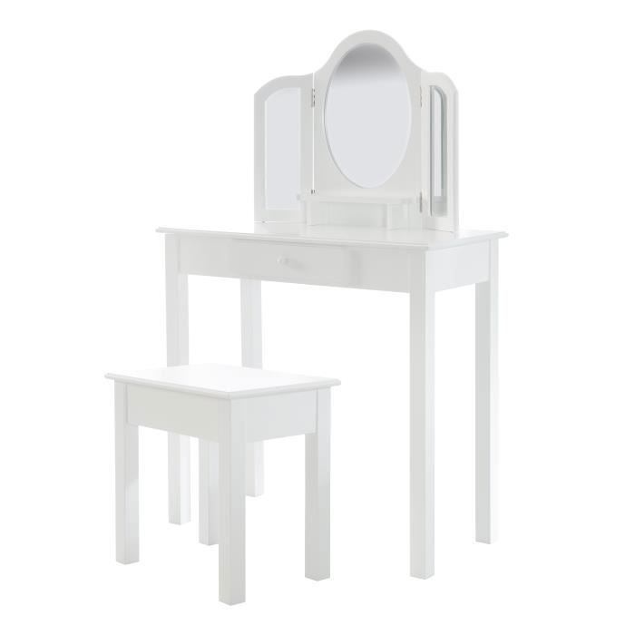 COIFFEUSE ENFANT FILLE Coiffeuse avec 3 miroirs et tabouret en bois EUR 122,39 - FR