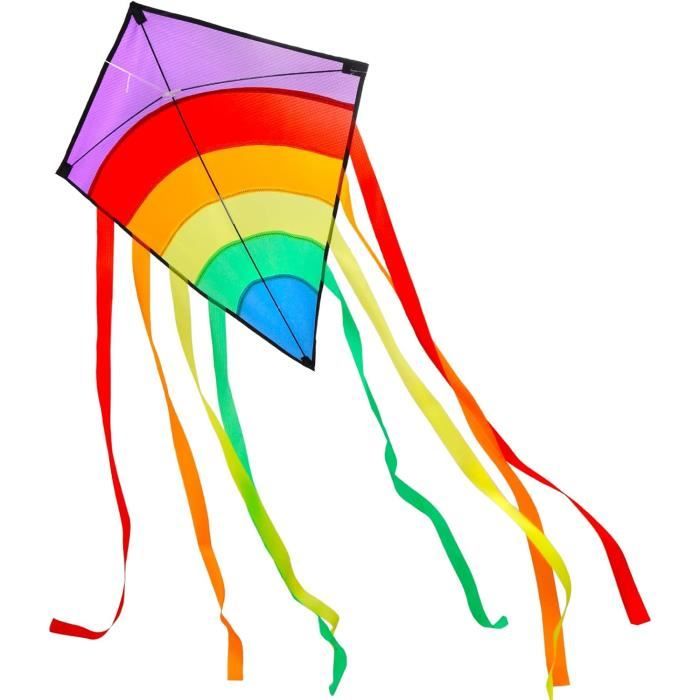 Cerf-volant Monofil Pour Enfants Et Adultes - 73x65 Cm, Avec 8 Queues Colorées (105 Cm) Et Ligne De 80 M - Facile à Faire Voler, En Nylon Et Fibre De Verre - 7