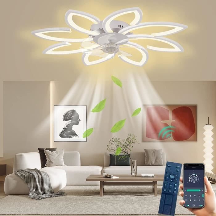 Ventilateur De Plafond Avec Éclairage 45W - 51Cm, Plafonnier Led À