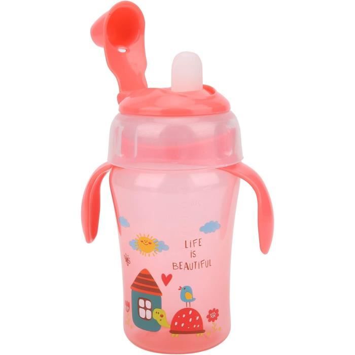 Hahaland Tasse Paille Enfant 2 En 1 Dinosaure - Biberon Et Tasse D'Apprentissage 240ml Anti-Fuite Étanche