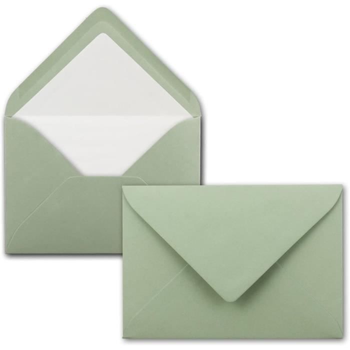 Lot De 50 Cartes Simples Avec Enveloppes A6/C6 Eucalyptus Vert - FarbenFroh By GUSTAV NEUSER - 14,8 X 10,5 Cm