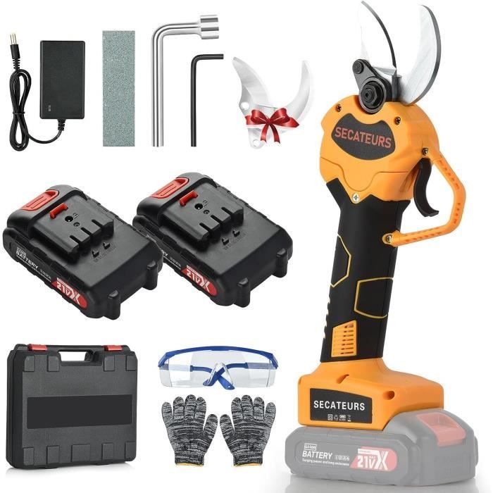 Secateur Electrique Sans Fil Sécateurs électriques Sans Fil, Cisailles De Jardin électriques 40 Mm, Sécateurs électriques Portables, 2 Batteries Au Lithium 2000 MAh, Adaptées à Secateur Electrique Sans Fil 40mm
