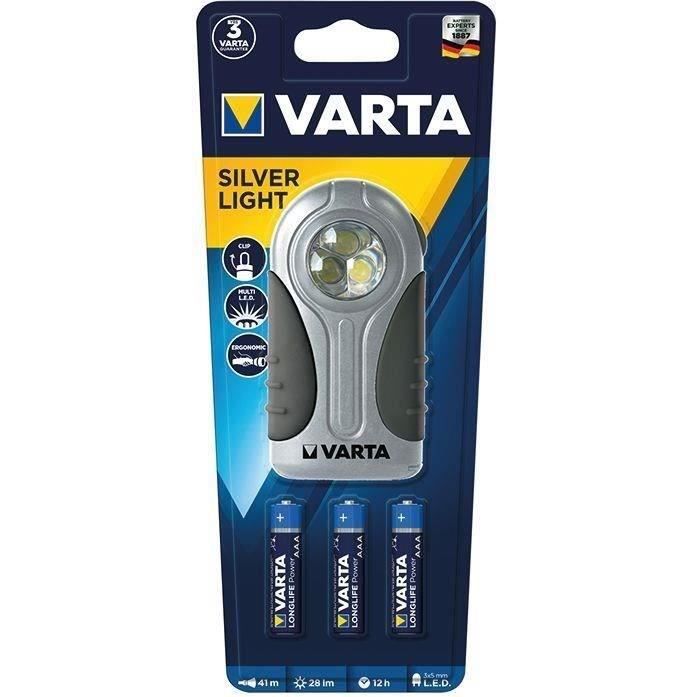 lampe torche led silver light + 3 piles aaa