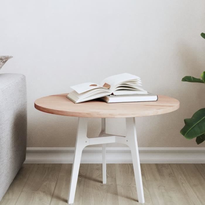vidaXL Dessus de table Ø50x15 cm rond bois massif de hêtre 355908