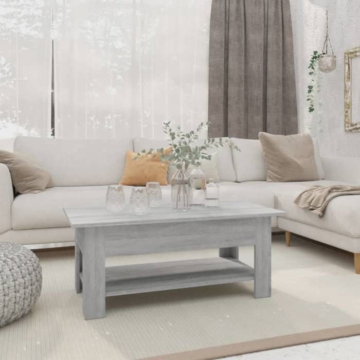 vidaXL Table basse sonoma gris 102x55x42 cm bois dingénierie 813075