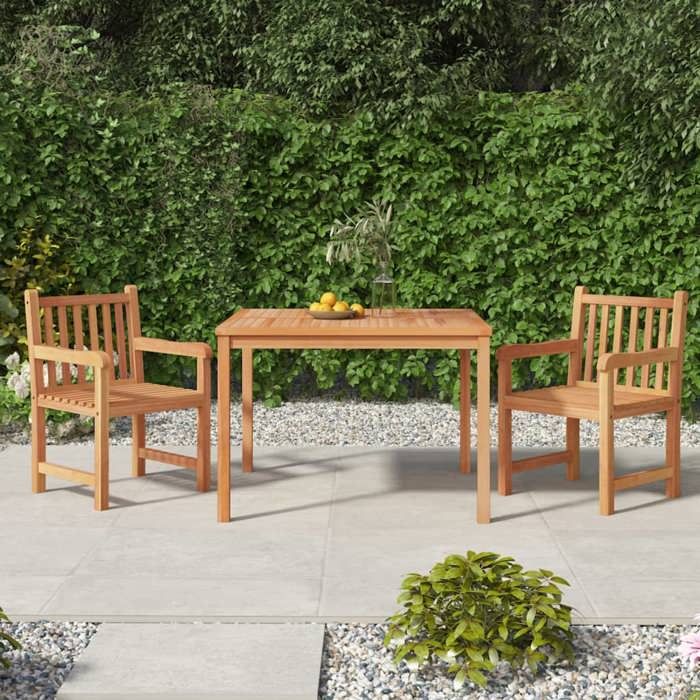 vidaXL Ensemble à Manger de Jardin 3 pcs Bois de Teck - vue 2