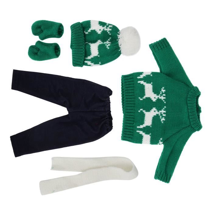 Vêtements Pour Poupée 35-43 Cm - Ensemble Brun Avec Salopette, Chemise, Chaussettes, Bonnet, Fermeture Velcro