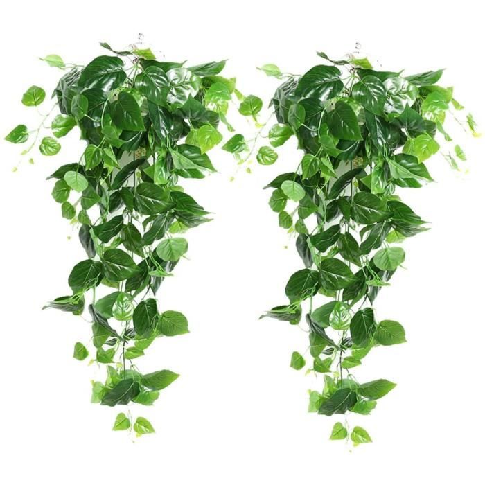 4 pièces de plantes suspendues artificielles, 90 cm de faux lierre suspendu  feuilles vertes de Scindapsus
