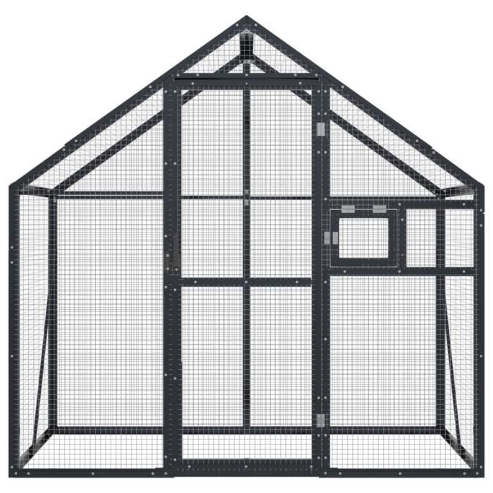 Volière - JIN - Aluminium - Anthracite - 179x100x185 cm - Pour Oiseaux et Petits Animaux