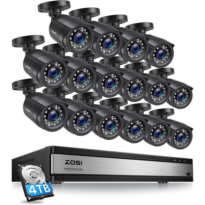 ZOSI 1080P H.265+ Kit Caméra de Surveillance 16CH DVR et 2MP 16pcs