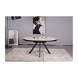 Tables à manger - Table à manger extensible et ronde "Roma" en céramique et métal - Blanc/noir - D 120/160 x H 75 cm-1