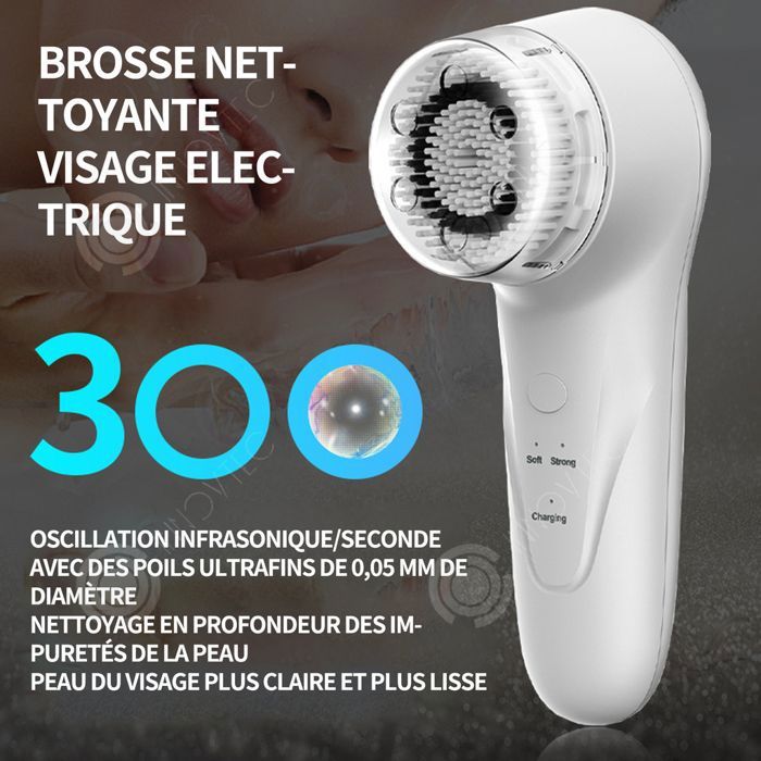 Brosse Nettoyante Visage électrique étanche - 2 Vitesses, Autonomie 4h - Comme Foreo UFO Mini
