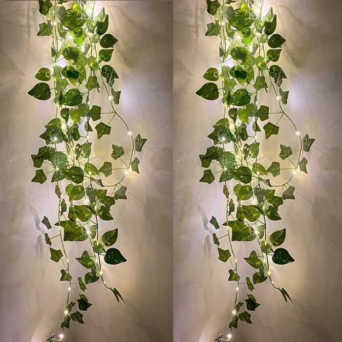 Dripex Lierre Artificiel, 10M Feuille Guirlande Lumineuse, Plantes  Artificielles avec 100 LED et Vert Feuille, Chaîne