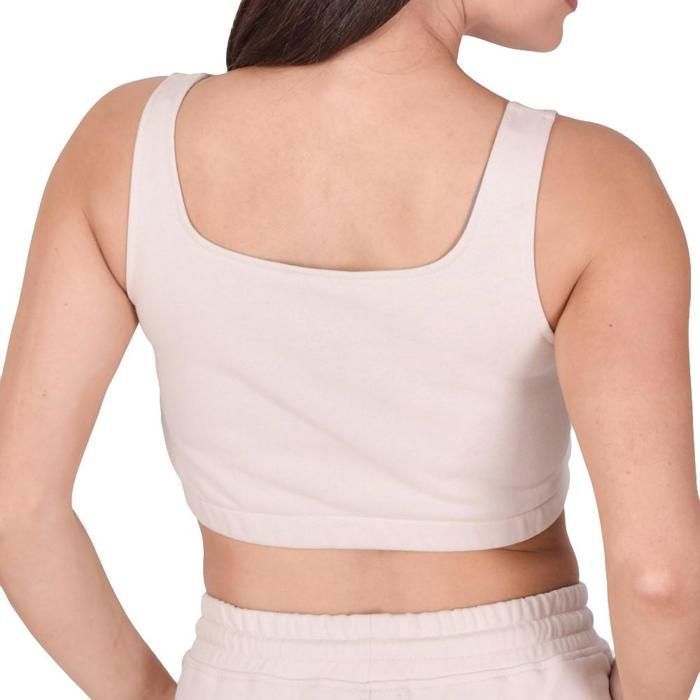 Bretelles Top Court Beige Crop Top Moulant Basique Gris Pierre