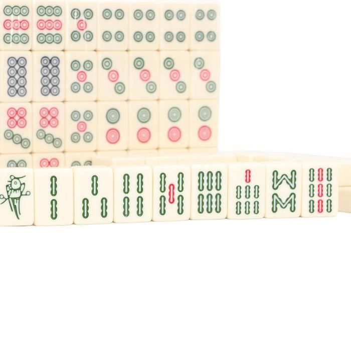 Lot de Pierres Mahjong de 30 mm avec 146 tuiles et 2 dés, Vert majong Chinois Classique, avec Emballage Cadeau Exquis - Jeux - Jouets
