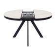 Tables à manger - Table à manger extensible et ronde "Roma" en céramique et métal - Blanc/noir - D 120/160 x H 75 cm-2