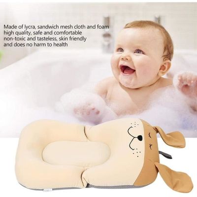 Coussin De Bain Bébé Nouveau-né Ultra Doux Et Antidérapant – Tapis De Baignoire Pliable Avec Appui-Tête Sécurisé, Matelas Flottant Mignon Pour 0-12 Mois (Vert/Rose)