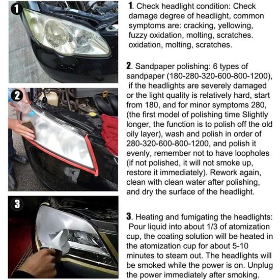 Kits de restauration de phare polonais de voiture Réparation de rayures en  verre Réparation de phare Rénovation d'atomiseur Coupe - Cdiscount Auto