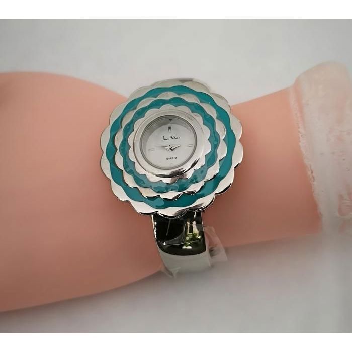 Montre Femme Jean Patrick Cadran Fleur Acier Inoxydable