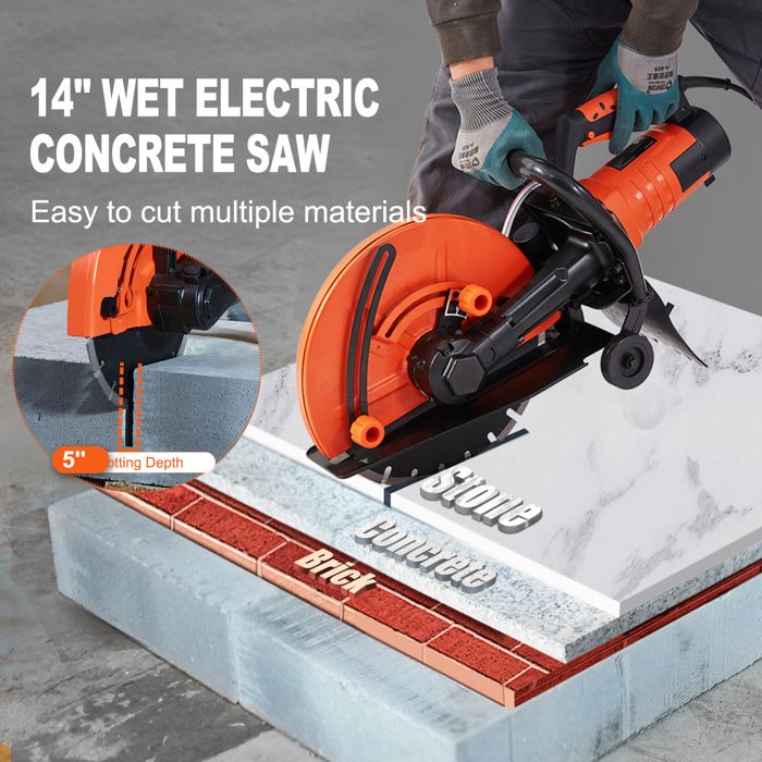 Scie Béton 4000W Scie à Béton Électrique 4000W - Lame 350mm, Coupe 135mm - Scie Murale Humide/Sèche Tagliapiastrelle Ad Acqua