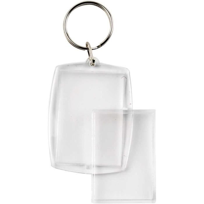 Porte-clés en plastique transparent avec fenêtre pour un dessin