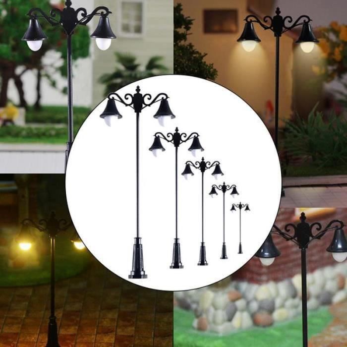 Lot De 5 Lampadaires Miniatures LED Pour Train Et Jardin – Échelles 1:75, 1:100, 1:150 – Acier Inoxydable Peint à La Main