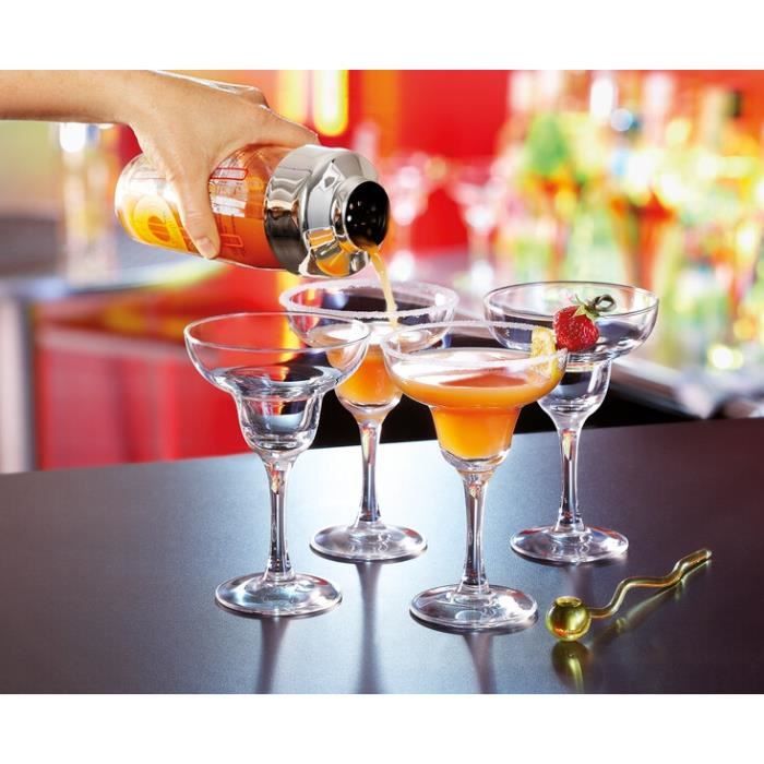 Lot De 4 Verres à Cocktail Margarita 200 Ml - Transparents, Base Épaisse - Pour Bar, Maison, Fêtes