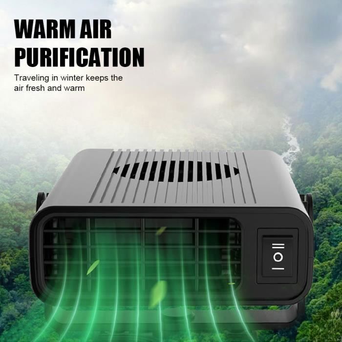 Chauffage Voiture 4 En 1 12V – Dégivreur Pare-brise, Ventilateur, Rotation 360°, Réglage 90° – Instantané Et Portable