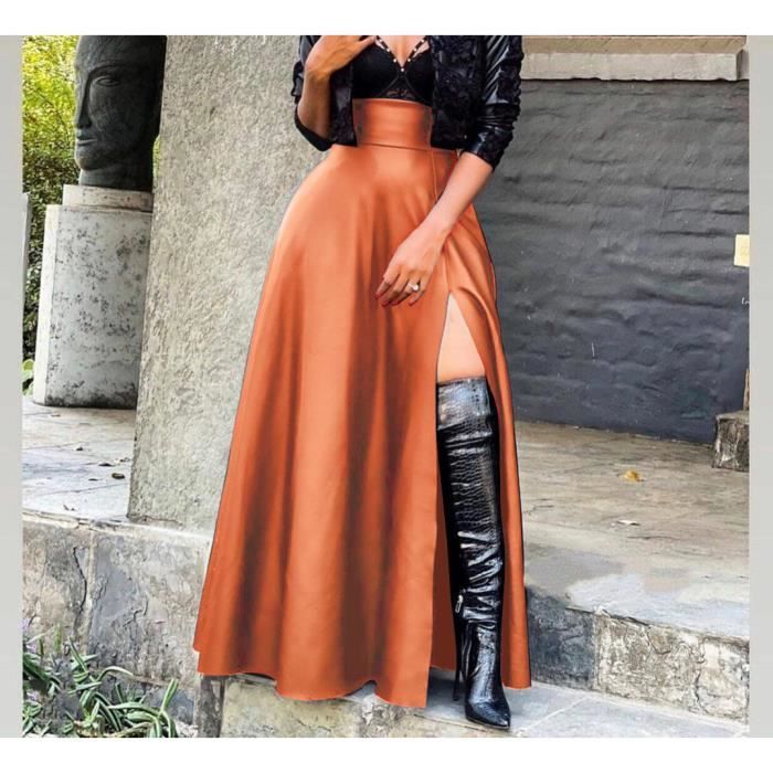 Jupe longue cuir marron hotsell
