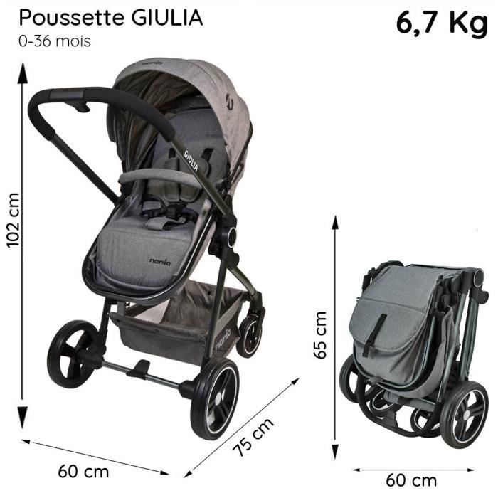 Poussette combinée NANIA Giulia - Siège auto BEONE groupe 0+ - Gris -  Cdiscount Puériculture & Eveil bébé