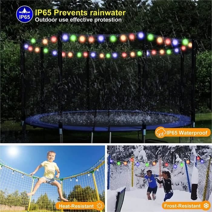 Guirlande LED Trampoline 13,5m 16 Couleurs - Lumières Jante Étanche Avec Télécommande Pour Amusement Nocturne