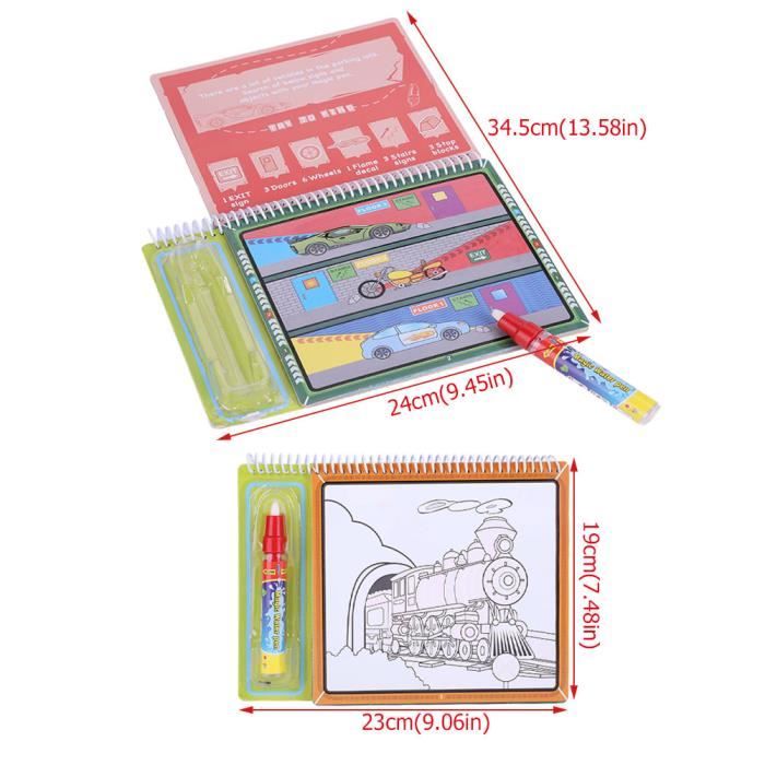Livre de coloriage magique avec un crayon à dessin pour enfants Peinture  pour enfants Jouet d'apprentissage (Véhicule)-HUA