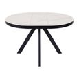 Tables à manger - Table à manger extensible et ronde "Roma" en céramique et métal - Blanc/noir - D 120/160 x H 75 cm-3