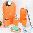6pcs salle de bains accessoire set poubelle porte-savon set Ensemble Accessoires Set Porte-brosse dents poubelle-Orange-3