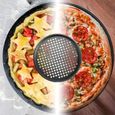 Plaque à pizza ronde de 32 cm en acier carbone avec trous pour pizza et tartes flambéesperforée et antiadhésive Polyvalente D [417]-3