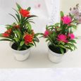 Décoration florale,Bonsaï plantes de bureau en pot fleurs artificielles décors décoration de maison ornement Table de - Type Red-3