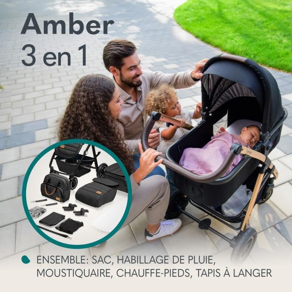 Nacelle BEBE CONFORT Amber, Groupe 0, Utilisable en voiture, Confortable,  Sécuritaire, 0-6 mois (environ 10kg), Graphite