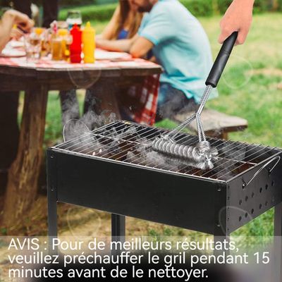Brosse Barbecue Acier Inoxydable 30cm - Nettoyage Grille Avec Gants Inclus