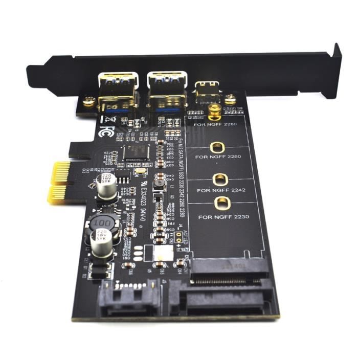 Adaptateur SSD M.2 - 1x PCIe 2x SATA - Cartes contrôleur SATA