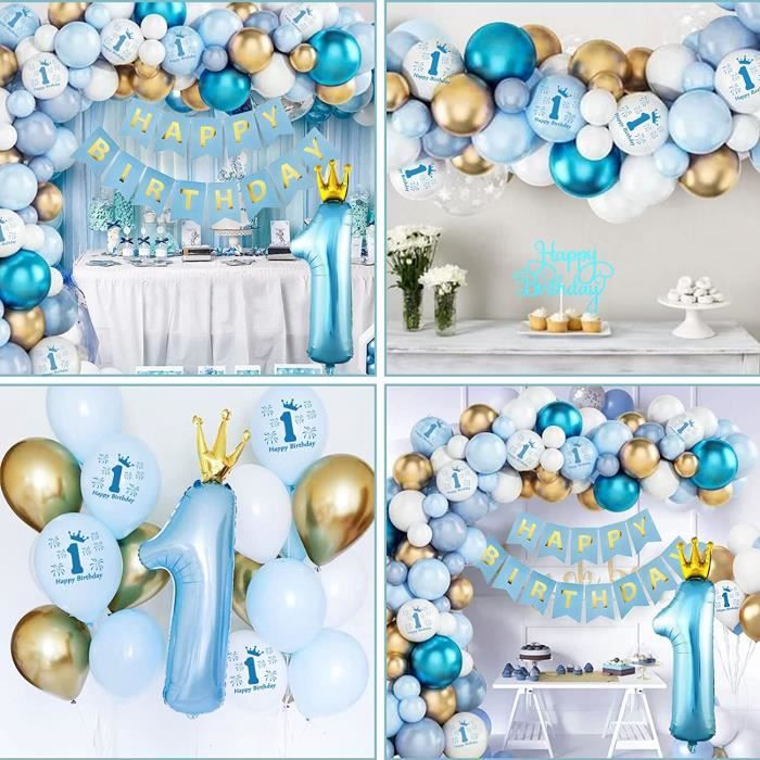 Decoration Anniversaire 1 An Garçon, Ballons Anniversaire 1 An Bleu Or, Deco  Anniversaire Garcon 1 An Nappe Bannière Joyeux A[u5807] - Cdiscount Maison