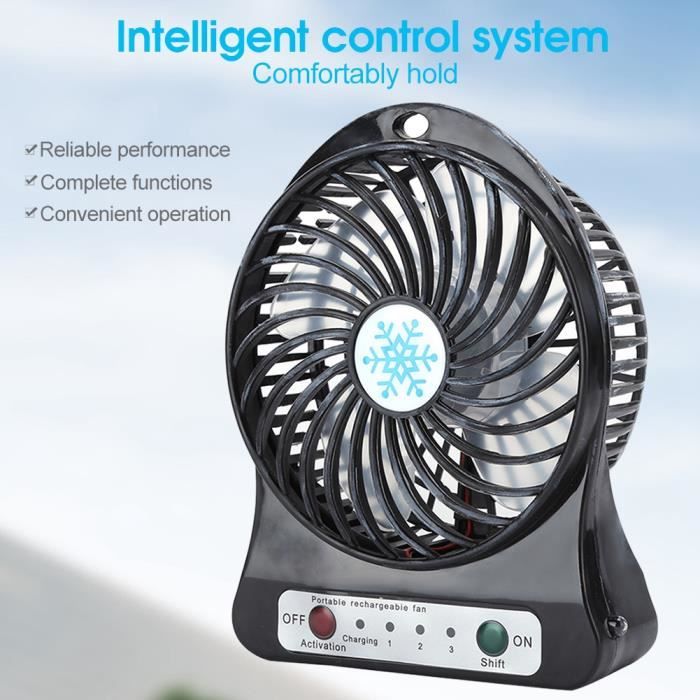 Ventilateur Portable Pliable USB – 3 Vitesses, 180° Inclinaison – Léger (128 G) – Pour Bureau, Extérieur, Voyage