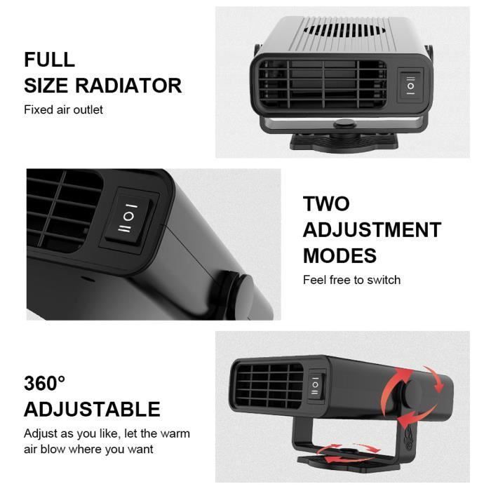 Chauffage Voiture 12V 600-800W – Dégivreur Rapide 3 Trous, Chauffage Compact Silencieux Pour Hiver, Dégivrage & Désembuage
