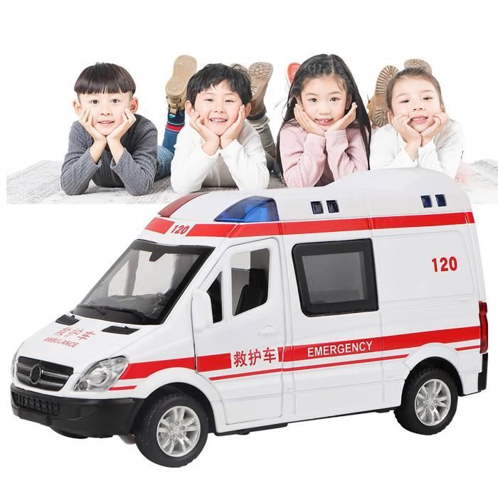 Zerodis Ambulance 1:32 En Alliage – Son Et Lumière, Portes Ouvrantes, Roues à Friction, Cadeau Dès 3 Ans