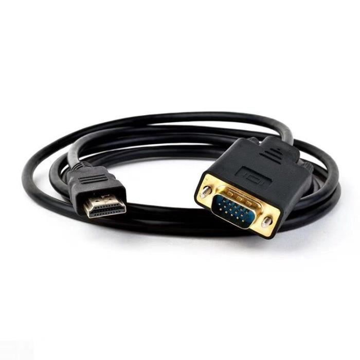Câble HDMI vers VGA 1,8 m, Adaptateur HDMI vers VGA 1080P 60Hz,  Unidirectionnel Câbles HDMI mâle vers VGA mâle, Adaptateur de câble HDMI  vers VGA pour
