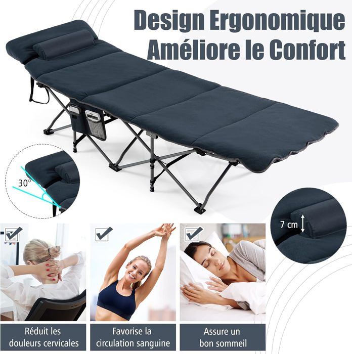 Gymax Lit Pliant Pliant en Métal pour Invité, Lit de Repos Fabriqué en Italie avec Matelas en Mousse Mémoire, Bleu Marine Gymax Lit Pliant Pliant en Métal pour Invité, Lit de Repos Fabriqué en Italie avec Matelas en Mousse Mémoire, Bleu Marine