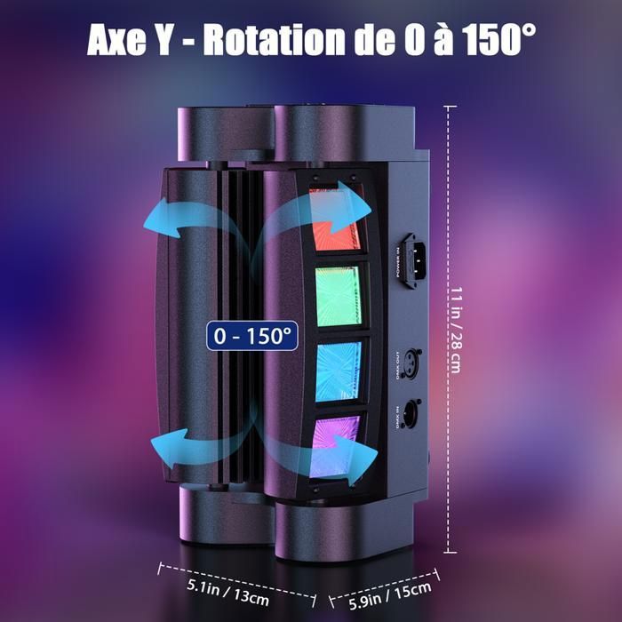 UKing 8x10W Lyre LED Spider Disco RGBW - Effet Lumière DMX Son Contrôlé