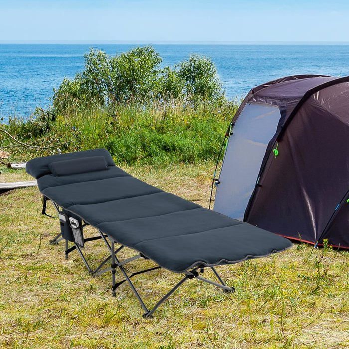Lit De Camp Pliant Portable Avec Tente Intégrée - Khaki, Pliable, Pour Camping Et Randonnée