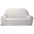 Canapé mousse lit enfant - FORTISLINE - Blanc Etoile Rose - Convertible - Confortable - Transportable-0