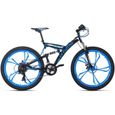 VTT Tout Suspendu - KS Cycling - Topspin - 26 pouces - 21 vitesses - Mixte - Noir/Bleu-0